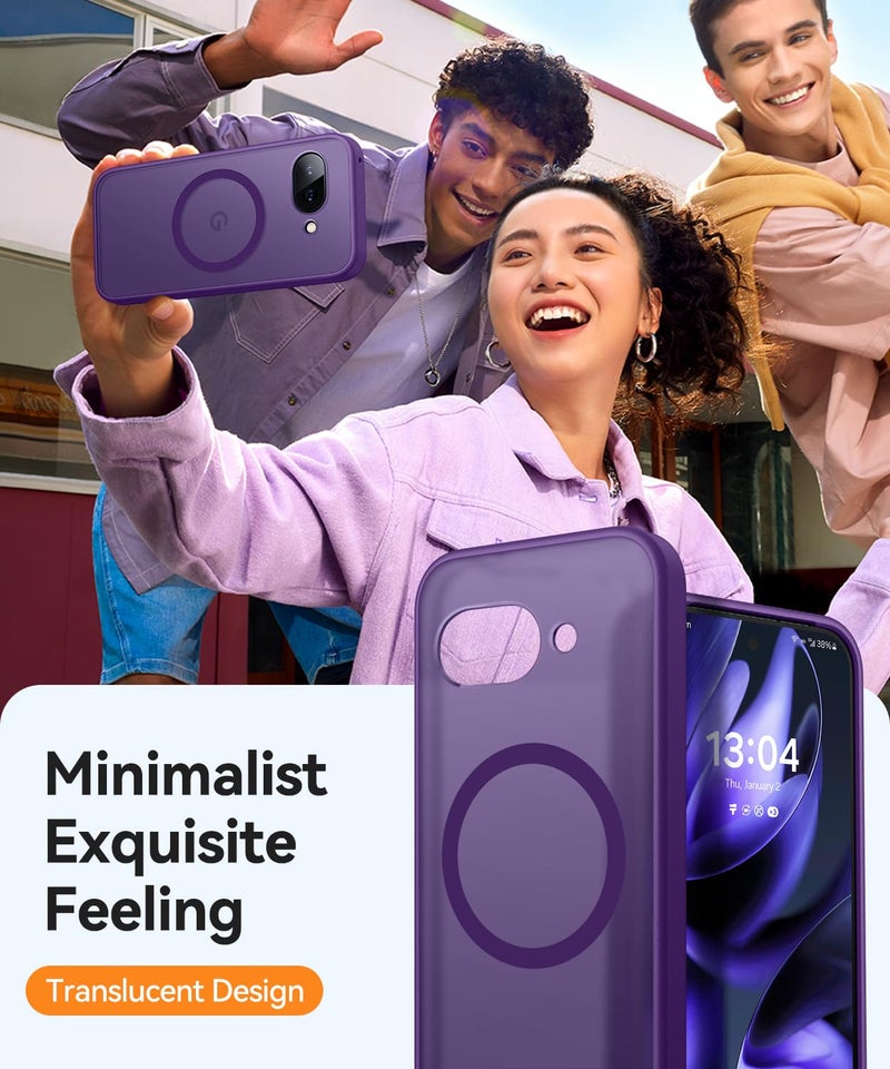 CANSHN Magnetic Compatible with Google Pixel 9a Case(6.3 Inch), Upgraded [Full Camera Protection] [Compatible with Magsafe] [Translucent Matte] Shockproof Protective Phone Case Cover,Deep Purple - Image 4