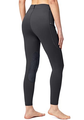 SANTINY Women's Horse Riding Pants with Zipper Pockets Knee-Patch Schooling Tights Equestrian Breeches for Women (Dark Grey_M) - Image 3