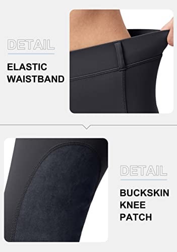 SANTINY Women's Horse Riding Pants with Zipper Pockets Knee-Patch Schooling Tights Equestrian Breeches for Women (Dark Grey_M) - Image 5