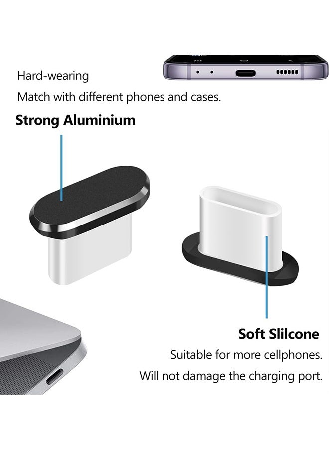 Wffo 5 Pack USB C Dust Plug - Type C Anti Dust Plug Cover Charging Port Protector Cap with Cleaning Brush - for iPhone 15/16 Series, Samsung Galaxy S25/S24/S23, Note 20/10, All USB C Devices - Rose Gold/Gold/Silver/Black - Image 4