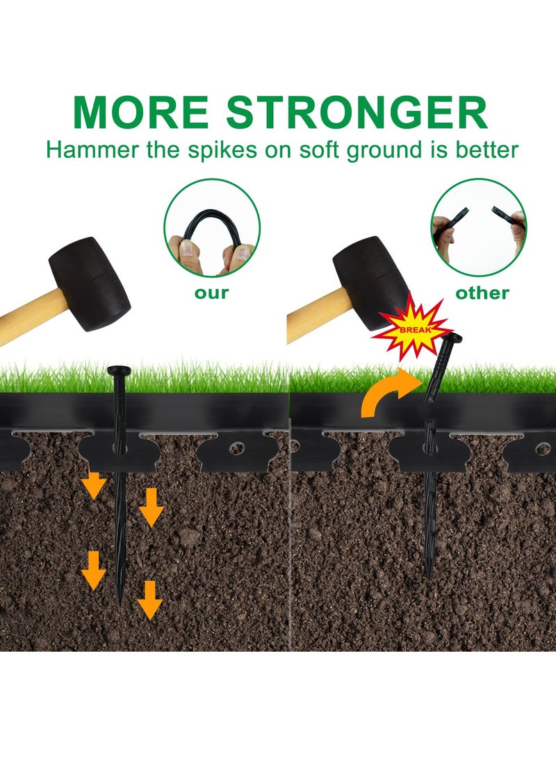 Barakah 30FT Landscape Edging Border Kit No Dig Garden Edging Border Paver Edging 2 Inch Tall Border Lawn Edging Roll for Landscaping Lawn Flower Beds Grass Yard with 27 Anchoring Spikes Black - Image 5