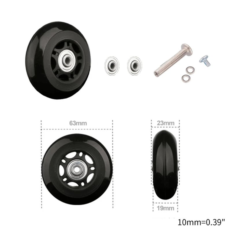 Universal Suitcase Replacement Wheels 4 Pairs 63mm PU Mute Swivel Repair Accessory - Image 3