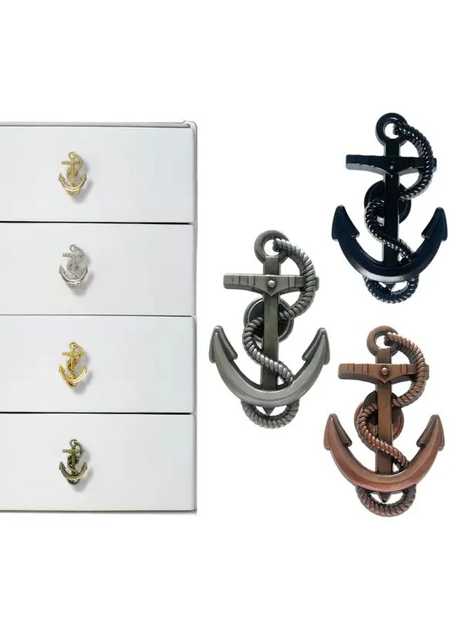 2pcs Red Copper Anchor Handles for Doors Drawers Wardrobes with Screws - Image 1
