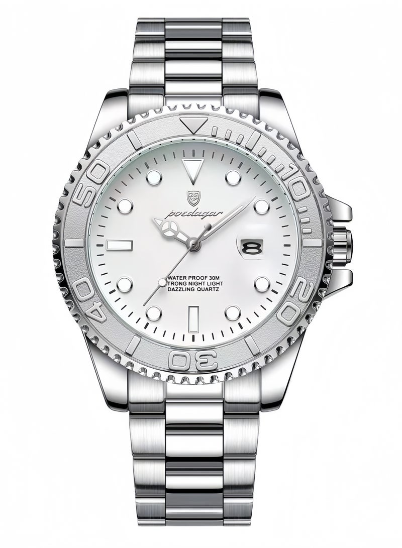 POEDAGAR Men's Classic Waterproof Watch with Luminous Display, Date Function & Mineral Glass – Elegant Quartz Wristwatch - Image 1