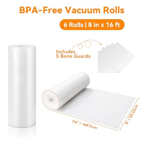 Wevac Vacuum Sealer Bags 8x16' Rolls 6 pack for Food Saver, Seal a Meal, Weston. Commercial Grade, BPA Free, Heavy Duty, Great for vac storage, Meal Prep or Sous Vide - Image 2