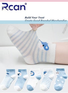 5 Pairs Baby Socks Cartoon Printing Thin Mesh Breathable Stretch Cotton Socks Set Middle Tube for Baby Unisex
