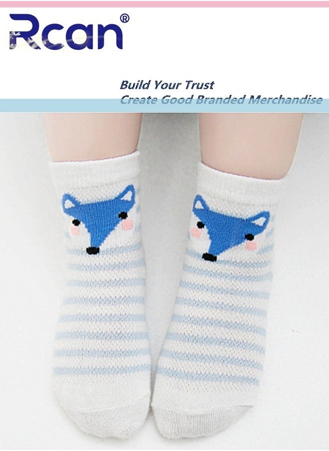 Rcan - 5 Pairs Baby Socks Cartoon Printing Thin Mesh Breathable Stretch Cotton Socks Set Middle Tube for Baby Unisex - Image 1