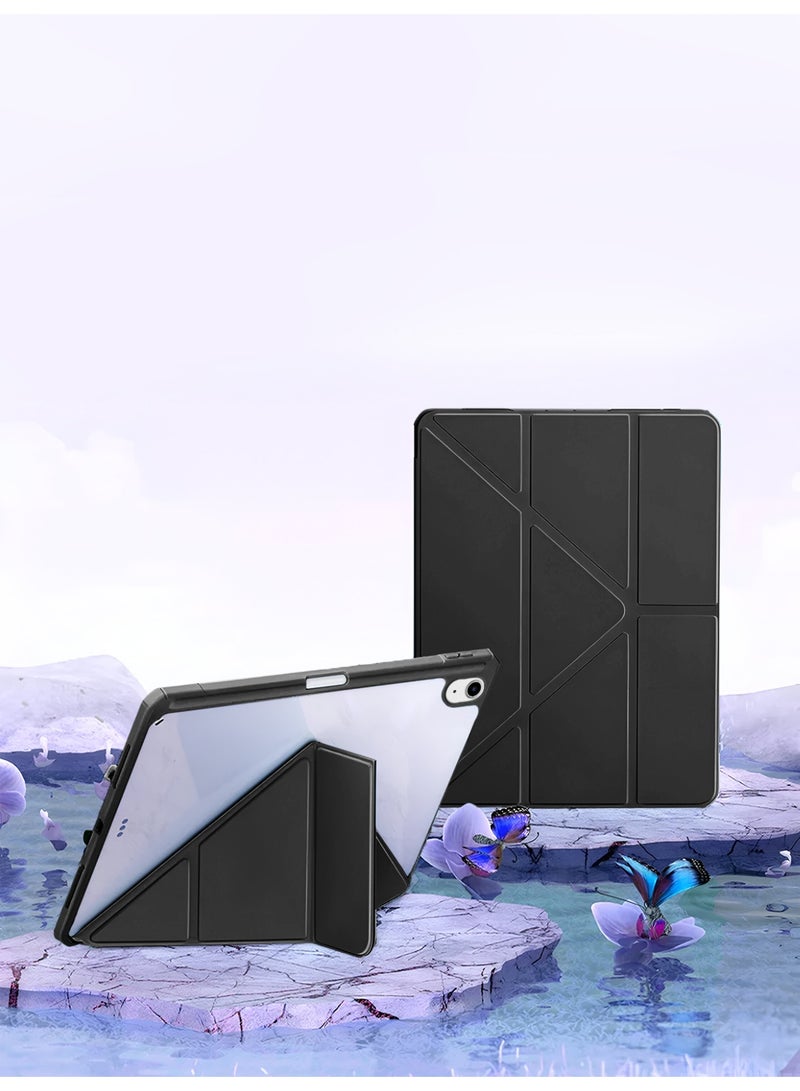 دبليو تيك غطاء حماية جلدية بملمس جلد شفاف مع حامل قلم لجهاز Apple iPad mini 5G (8.3 بوصة) (A17 Pro) الجيل السابع 2024 من سلسلة Symmetry 360 Smart Folio مع ميزة الاستيقاظ التلقائي/النوم التلقائي - أسود - Image 1