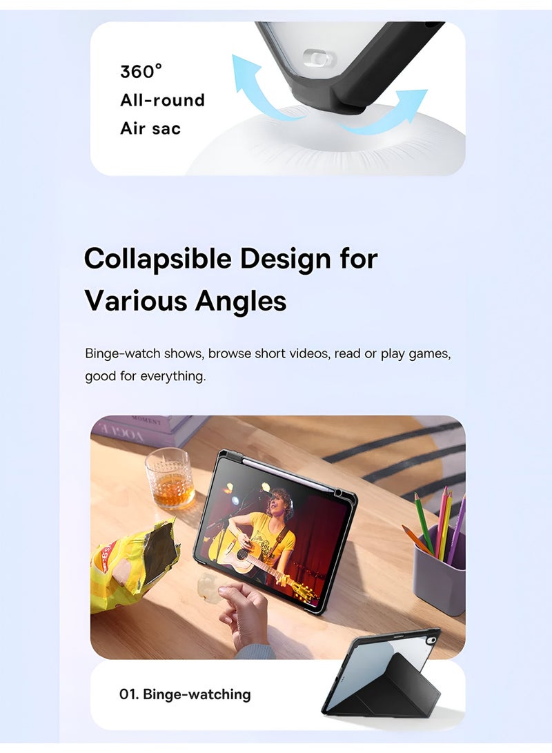 دبليو تيك غطاء حماية جلدية بملمس جلد شفاف مع حامل قلم لجهاز Apple iPad mini 5G (8.3 بوصة) (A17 Pro) الجيل السابع 2024 من سلسلة Symmetry 360 Smart Folio مع ميزة الاستيقاظ التلقائي/النوم التلقائي - أسود - Image 3