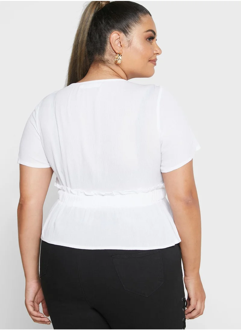 Missguided Curve Cheesecloth Plunge Peplum Top