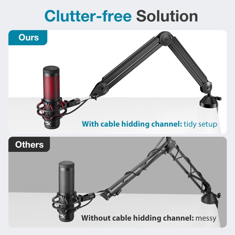 InnoGear Microphone Boom Arm, Mic Stand Desk with Cable Management Microphone Arm Stand for HyperX QuadCast SoloCast Blue Yeti Snowball Fifine Shure SM7B - Image 3
