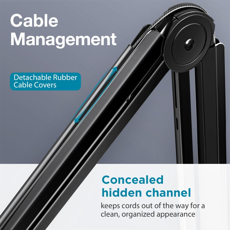 InnoGear Microphone Boom Arm, Mic Stand Desk with Cable Management Microphone Arm Stand for HyperX QuadCast SoloCast Blue Yeti Snowball Fifine Shure SM7B - Image 2