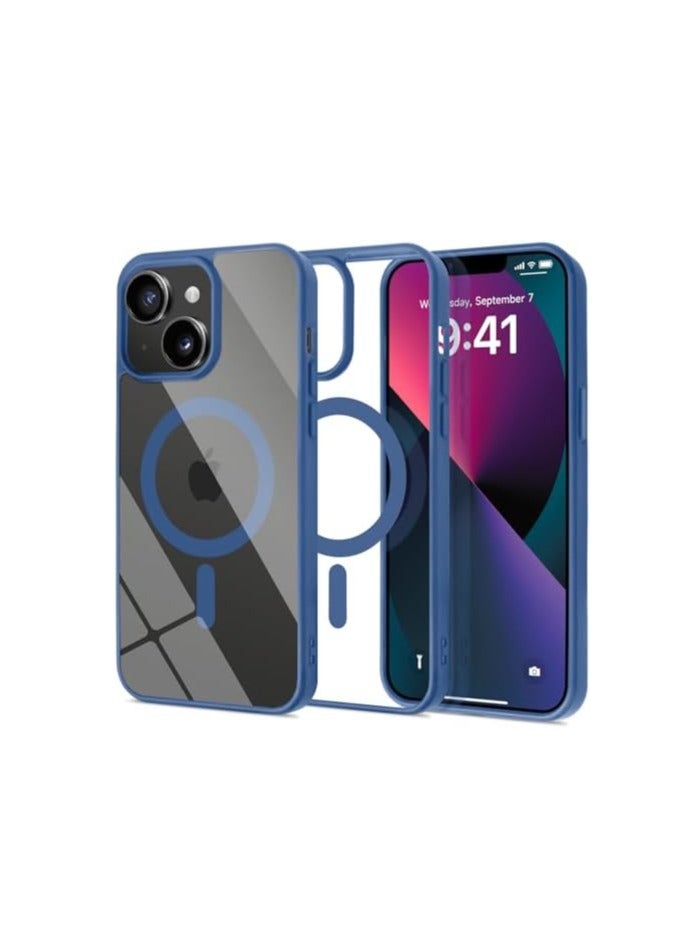Magnetic Case for Iphone 14 Case [Compatible with wireless charging] [Shockproof Military Grade], Transparent Back Slim Bumper Cover Phone Case for iphone 14 - Image 1