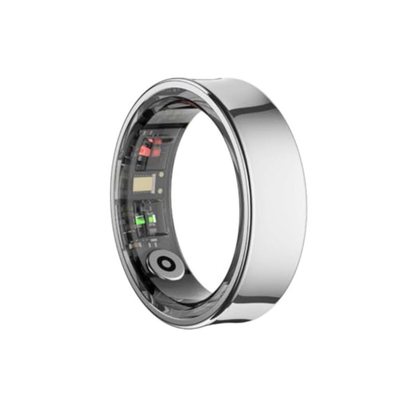 Health fitness tracking smart ring for daily wear, titanium alloy body, silver finish, waterproof with 220mAh battery and Type-C charging - Image 1