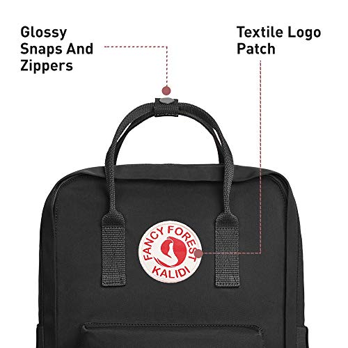 KALIDI Casual Laptop Backpack 15 Inches Classic Camping Rucksack Travel Outdoor Square Daypack College Hiking Gym Bag, Black - Image 2