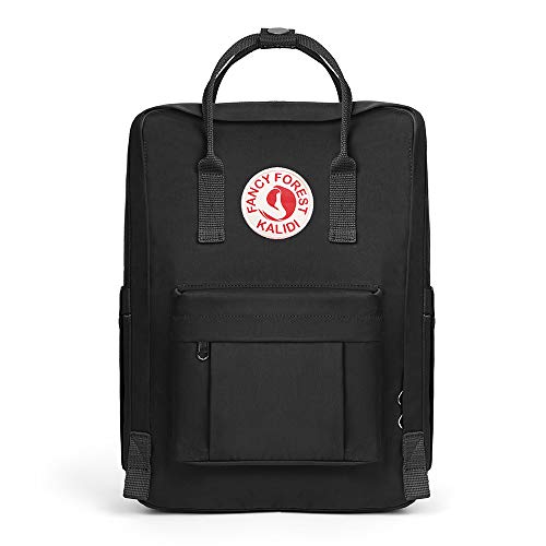 KALIDI Casual Laptop Backpack 15 Inches Classic Camping Rucksack Travel Outdoor Square Daypack College Hiking Gym Bag, Black - Image 1