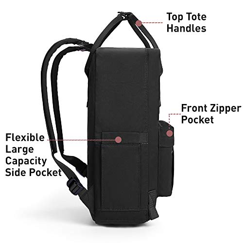 KALIDI Casual Laptop Backpack 15 Inches Classic Camping Rucksack Travel Outdoor Square Daypack College Hiking Gym Bag, Black - Image 4