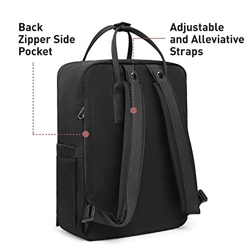 KALIDI Casual Laptop Backpack 15 Inches Classic Camping Rucksack Travel Outdoor Square Daypack College Hiking Gym Bag, Black - Image 5