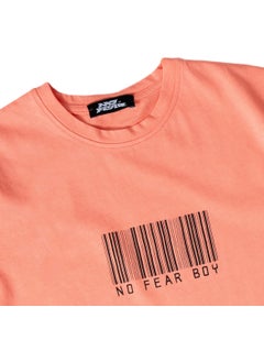 No Fear Salmon Front Printed Crew Neck Short Sleeve Boy's Cotton T-Shirt B500354  - Image 1