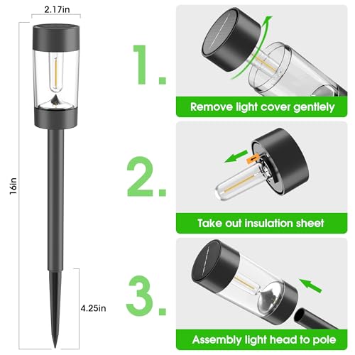 Eyrosa Solar Lights Outdoor, 12 Pack Waterproof Solar Landscape Lighting for Pathway Garden Yard Path Walkway Driveway Lawn Patio Outside Decor, Warm White - Image 4