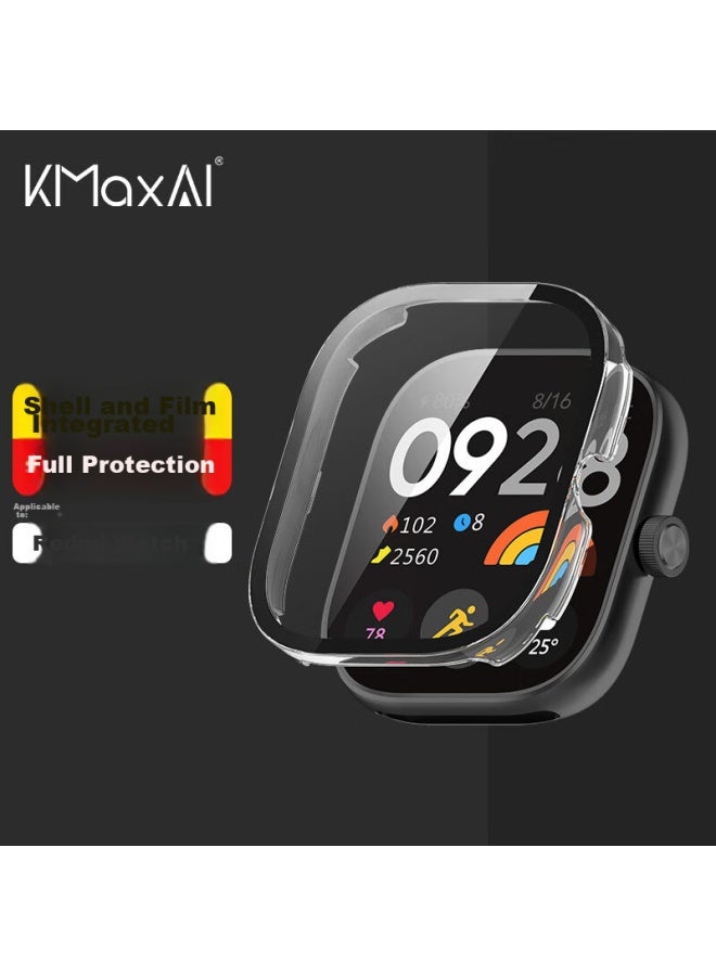 Kmaxai Compatible With Redmi Watch 5/4 Protective Film + Case, All-in Full Coverage, Xiaomi Redmi Watch Dial Protective Cover & Screen Film, Hard Shell Anti-fingerprint Tempered Glass Film, Transparent - Image 1