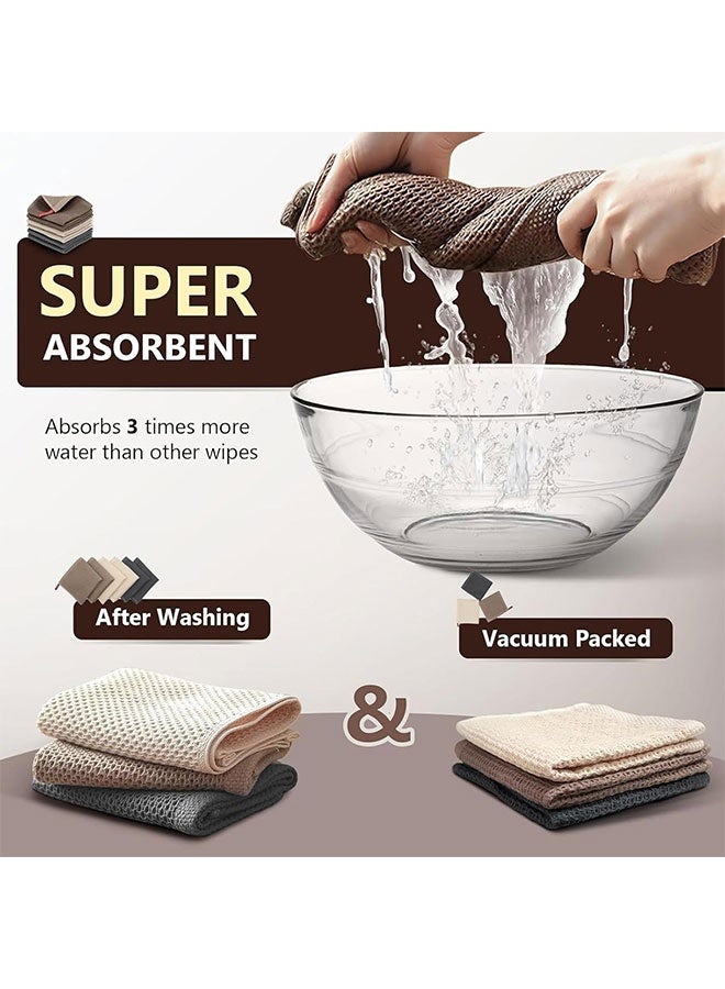 3 Pcs Waffle Dish Towels, Cotton Kitchen Towels, Super Soft Multi-Purpose Cleaning Rags, Absorbent Kitchen Dishcloths Set, Quick-Drying Cleaning Towel, Household Hand Towel Washcloths for Cleaning Dishes, Glasses & Countertops, 34×34 CM, Mixed Color - Image 5