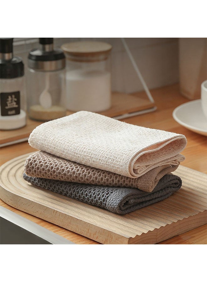 3 Pcs Waffle Dish Towels, Cotton Kitchen Towels, Super Soft Multi-Purpose Cleaning Rags, Absorbent Kitchen Dishcloths Set, Quick-Drying Cleaning Towel, Household Hand Towel Washcloths for Cleaning Dishes, Glasses & Countertops, 34×34 CM, Mixed Color - Image 2
