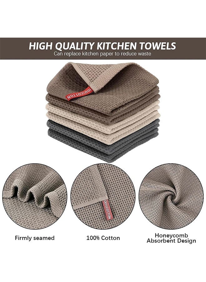 3 Pcs Waffle Dish Towels, Cotton Kitchen Towels, Super Soft Multi-Purpose Cleaning Rags, Absorbent Kitchen Dishcloths Set, Quick-Drying Cleaning Towel, Household Hand Towel Washcloths for Cleaning Dishes, Glasses & Countertops, 34×34 CM, Mixed Color - Image 4