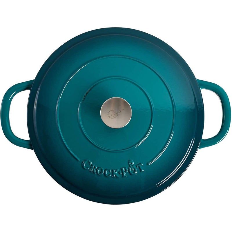 Crock-Pot Artisan Enameled Cast Iron Braiser W/Lid, 5 Quart, Teal Ombre - Image 3