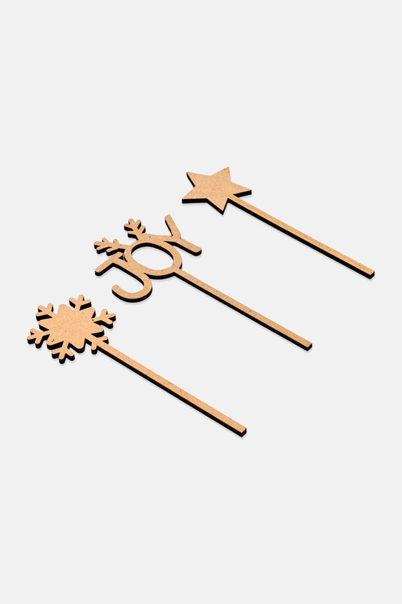 Muy Mucho 3 Pcs Wooden Decorative Spring Set, Natural - Image 3