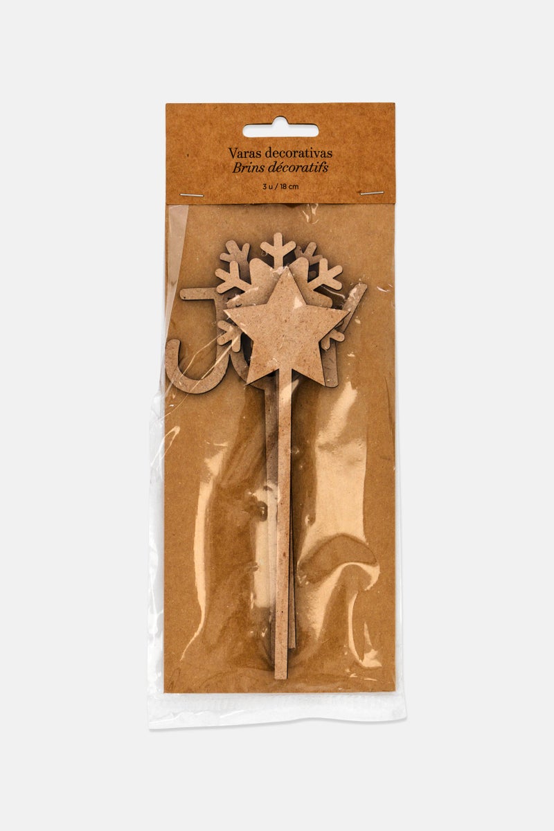 Muy Mucho 3 Pcs Wooden Decorative Spring Set, Natural - Image 1