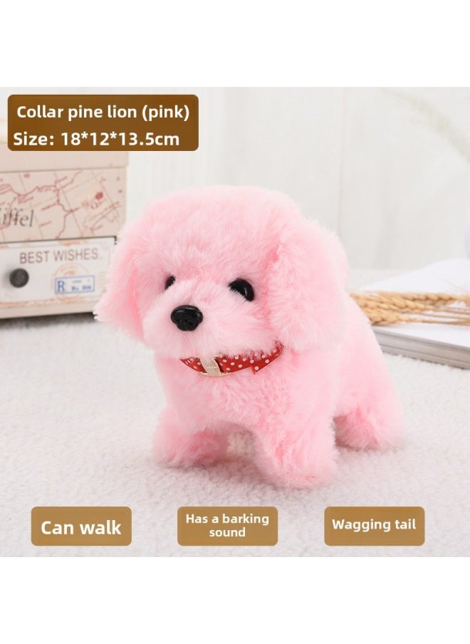 Toy Dog Children Plush Electric Toy Walking Dog Electric Dog Stall Electronic Puppy Pet-Colour:Collar Chow Chow [pink]  - Image 1