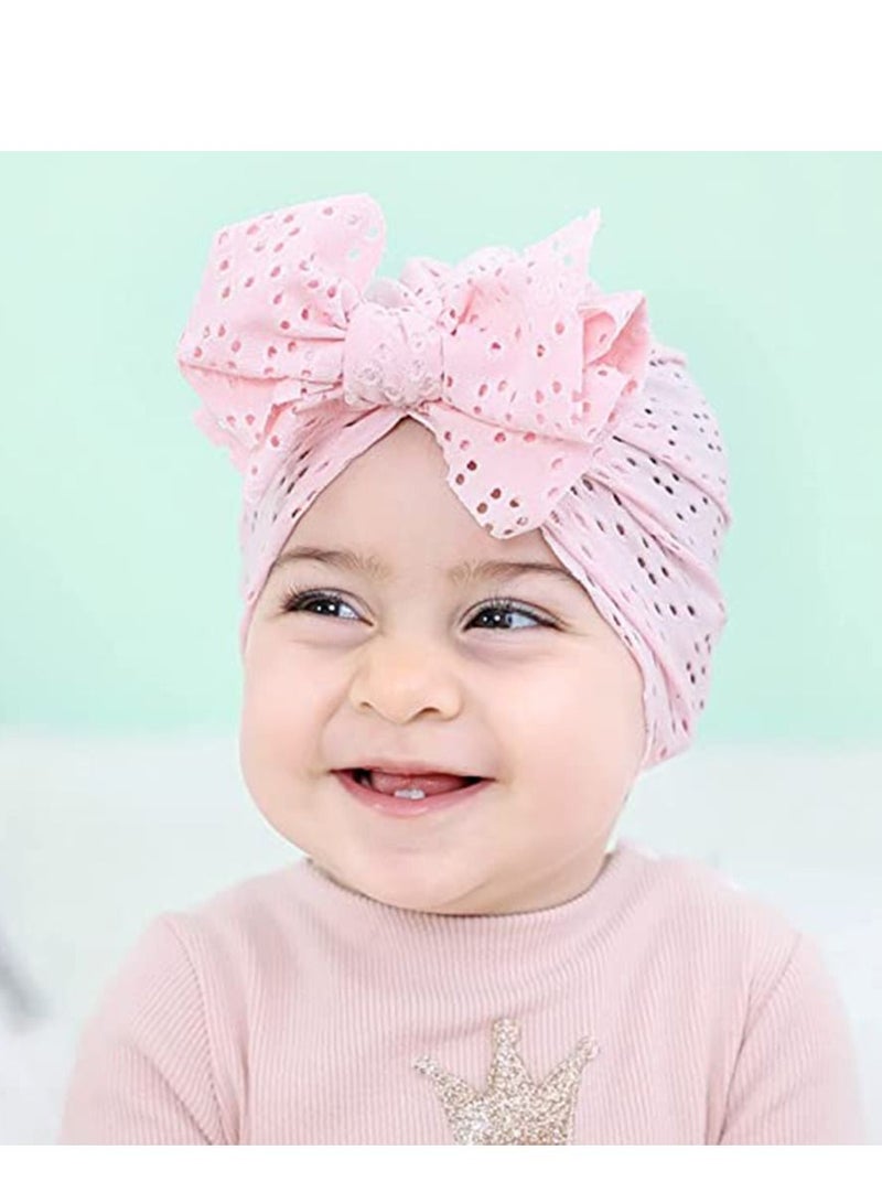 Breathable Soft Big Bow Turban Hats Beanie Caps Headwraps for Baby Girls Infants Toddlers Kids Cute Toddler Cap Bun Knot 6 Pack  - Image 3