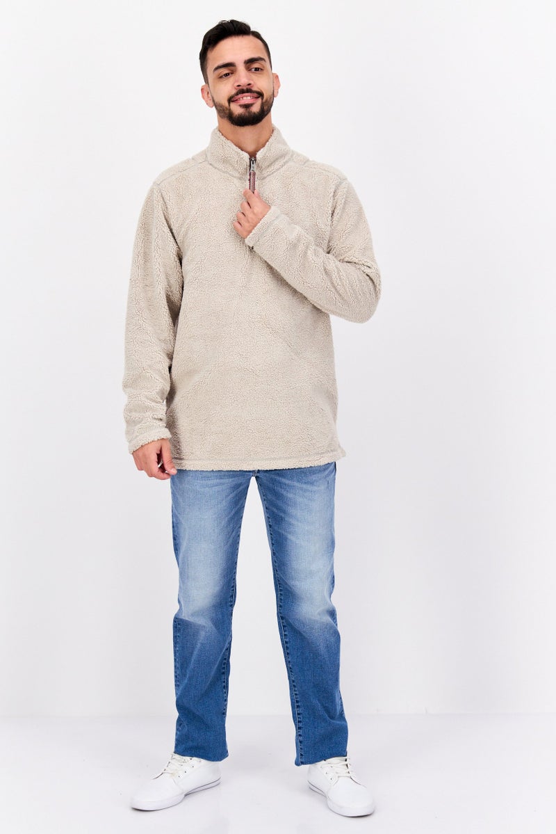 TRUE GRIT Men Sherpa Half Zip Sweater, Sandstone - Image 4