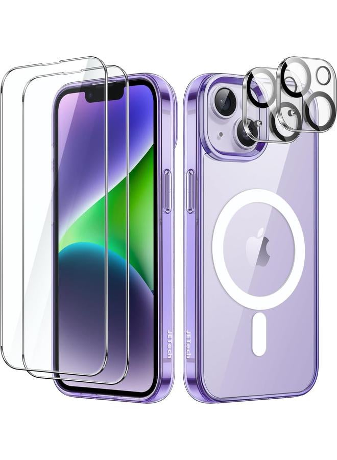 Jetech 5 In 1 Magnetic Case For Iphone 14 Plus 6.7 Inch With 2 Pack Tempered Glass Screen Protector And Camera Lens Protector Compatible With Magsafe Shockproof Bumper Phone Cover Deep Purple - Image 1