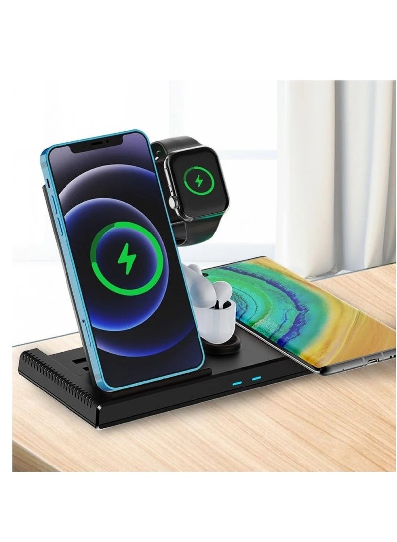 Yesido 4in1 Foldable Dual Phone Wireless Charger With Stand For Apple AirPods IW - Image 2