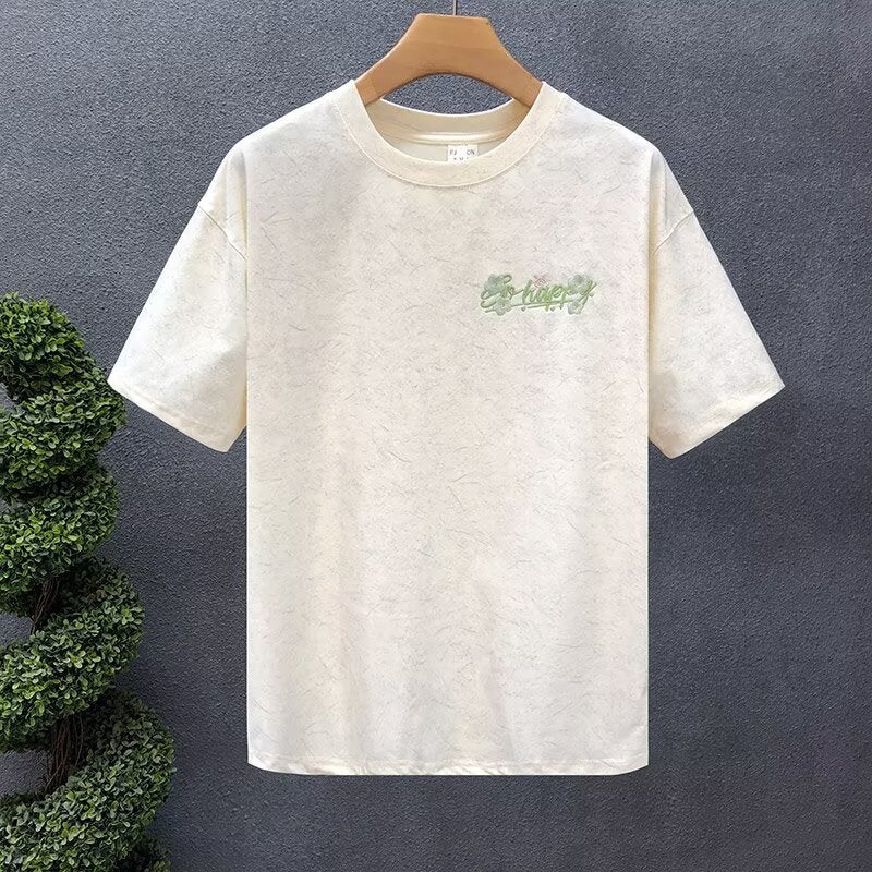 American Retro Short-Sleeve Shirt for Men 2025 Summer New Embroidered Small Label Simple High-End Versatile Round Neck Half-Sleeve Shirt - Image 4