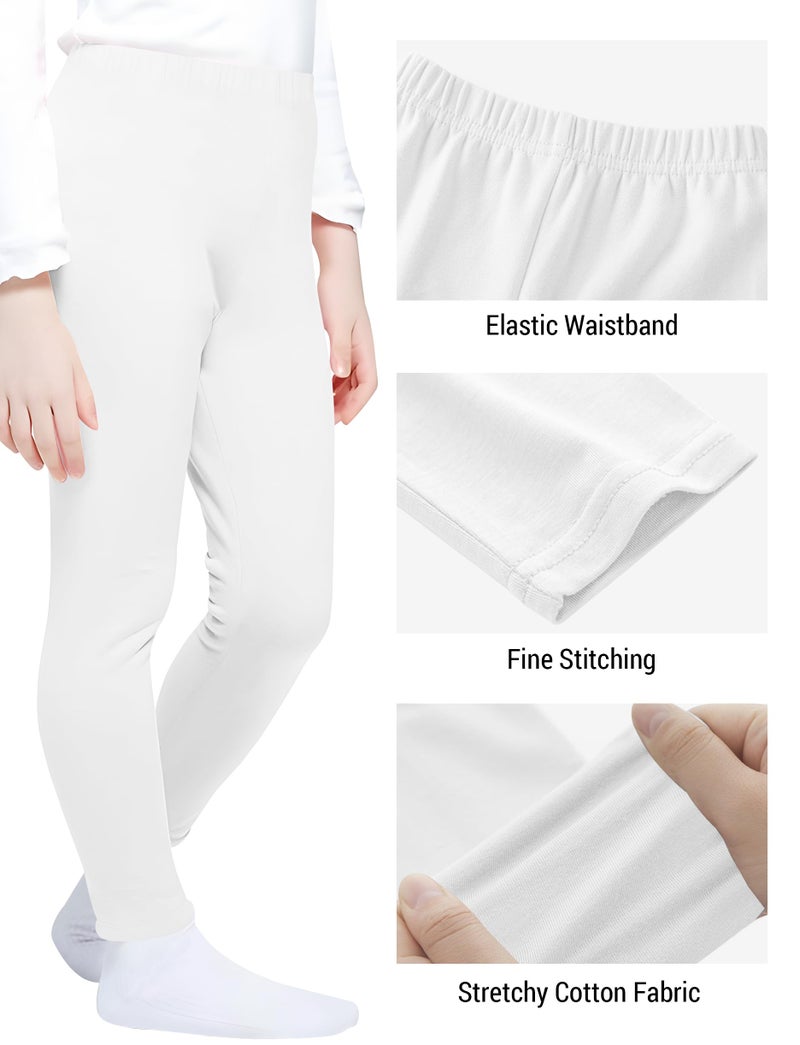 VOGRYE 2 Pack Girls Leggings Thick Cotton Leggings for Kids Full Length Pants Stretchy White,red - Image 4
