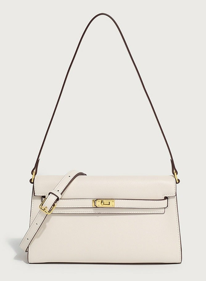 Loquat Ladies' Stylish Square Handbag Single Shoulder Crossbody Bag Cream White  - Image 1