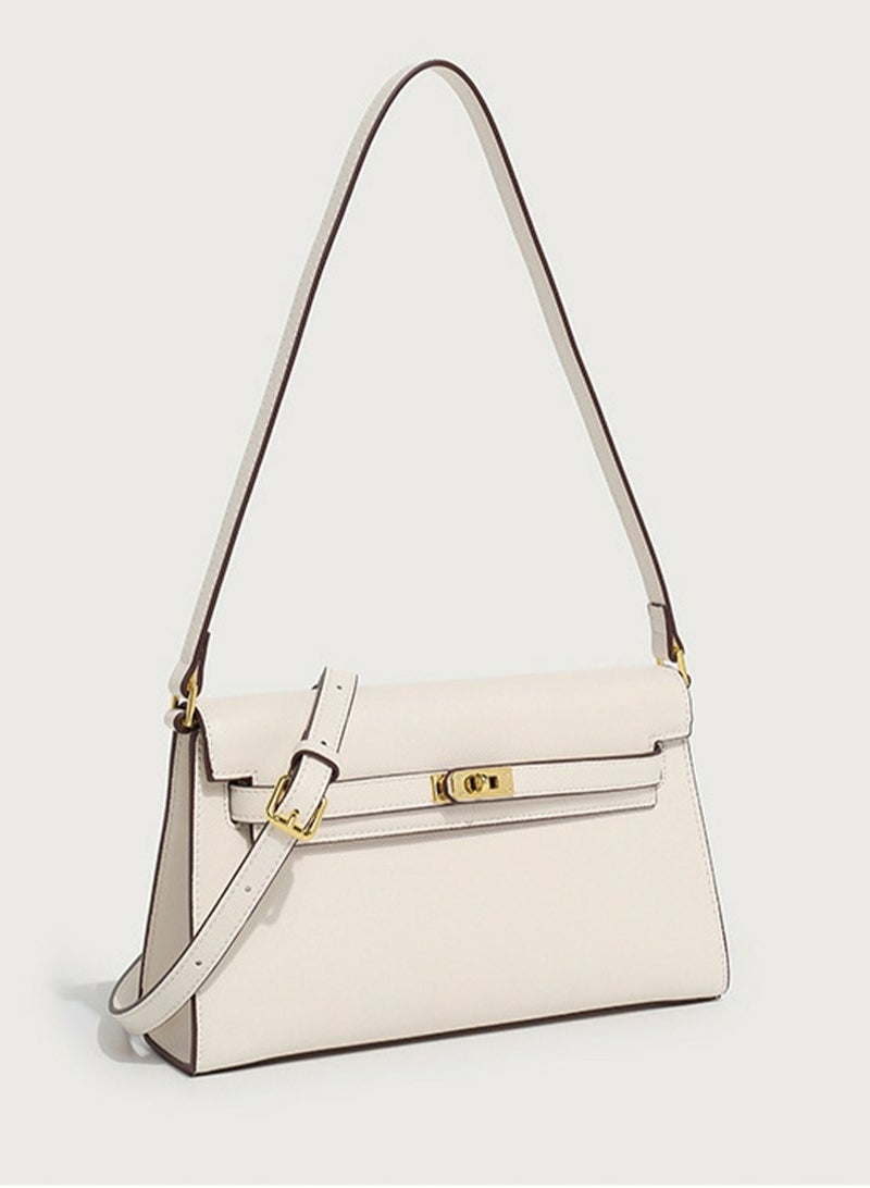 Loquat Ladies' Stylish Square Handbag Single Shoulder Crossbody Bag Cream White  - Image 2