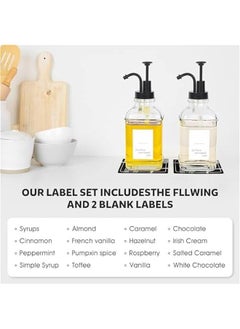 MIXDE Coffee Bar Accessories, Coffee Syrup Dispenser - 2pack,500ML Syrup Dispenser with Labels,Syrup Pump Dispenser for Coffee Bar (Black)  - Image 3