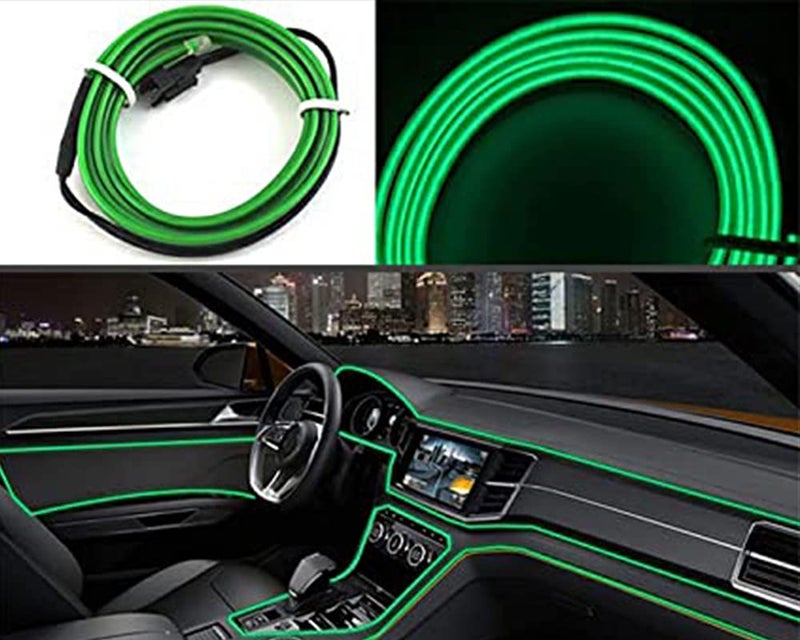 Selifaur - 5 Meter Car Dashboard Light Ice Green EL Wire Car Interior Light Ambient Neon Light for All Cars - Image 4