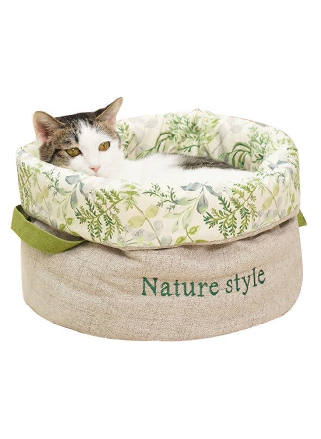 Assperdisc Dual-Sided Cat Bed with Removable Cushion，Portable Machine Washable & Foldable Pet Bed for Indoor Cats & Dog,Soft Fluffy Cotton-Linen Design  - Image 1