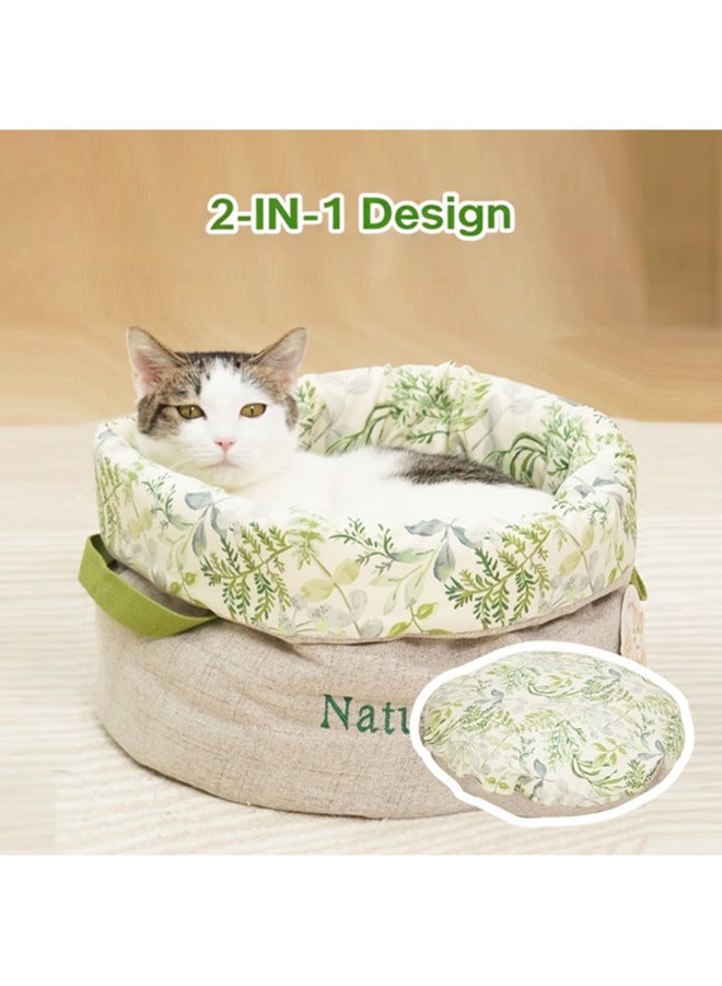 Assperdisc Dual-Sided Cat Bed with Removable Cushion，Portable Machine Washable & Foldable Pet Bed for Indoor Cats & Dog,Soft Fluffy Cotton-Linen Design  - Image 4
