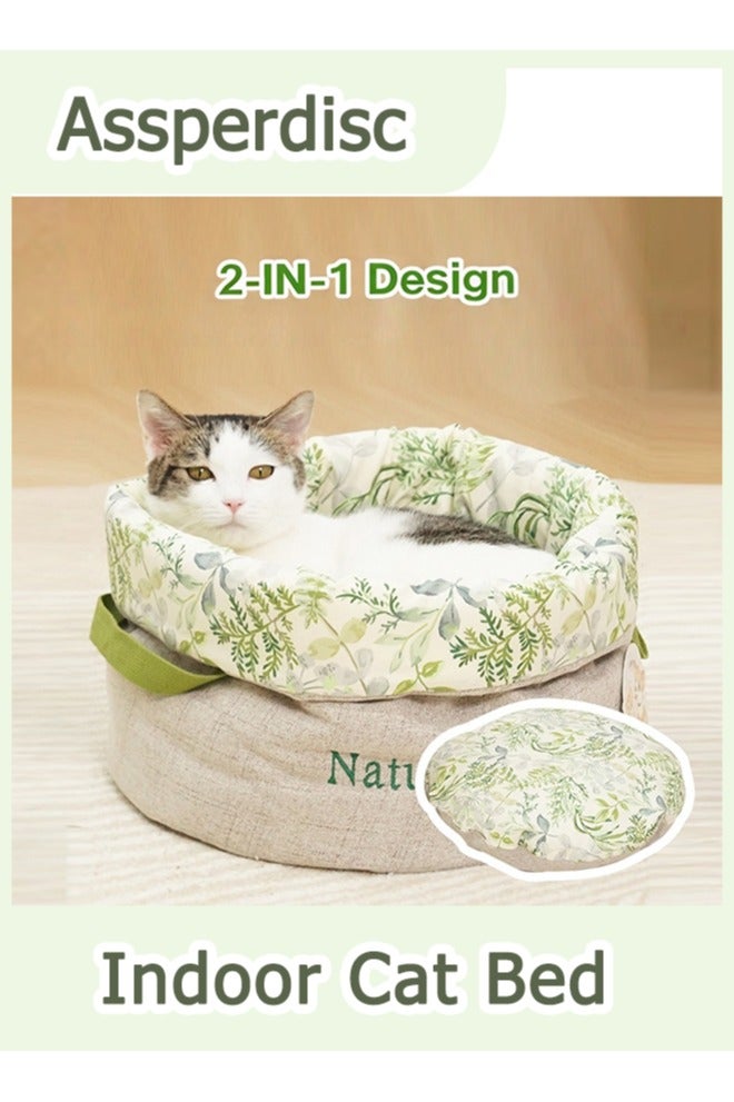 Assperdisc Cat Bed for Indoor Cats,Pet Bed Indoor with Dual-Sided Removable Cushion,Soft Dog Beds Foldable Machine Washable For Cats and Dogs,Comfortable Fluffy Cotton-Linen Design - Image 4