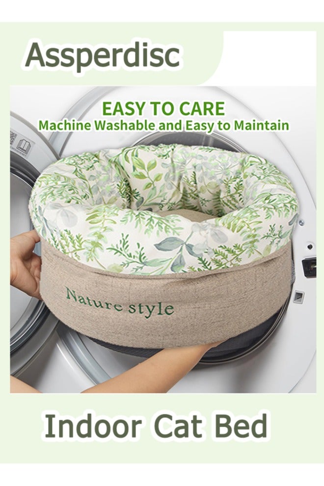 Assperdisc Cat Bed for Indoor Cats,Pet Bed Indoor with Dual-Sided Removable Cushion,Soft Dog Beds Foldable Machine Washable For Cats and Dogs,Comfortable Fluffy Cotton-Linen Design - Image 5