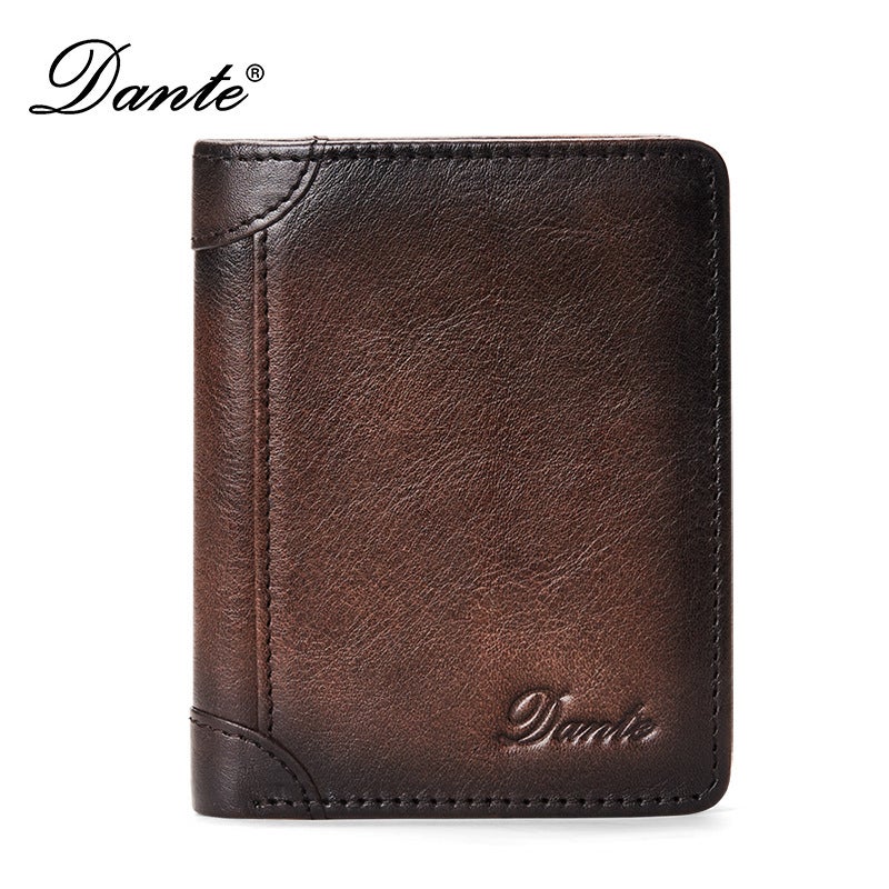 Vintage Brown Anti-Theft Leather Wallet with Gift Box