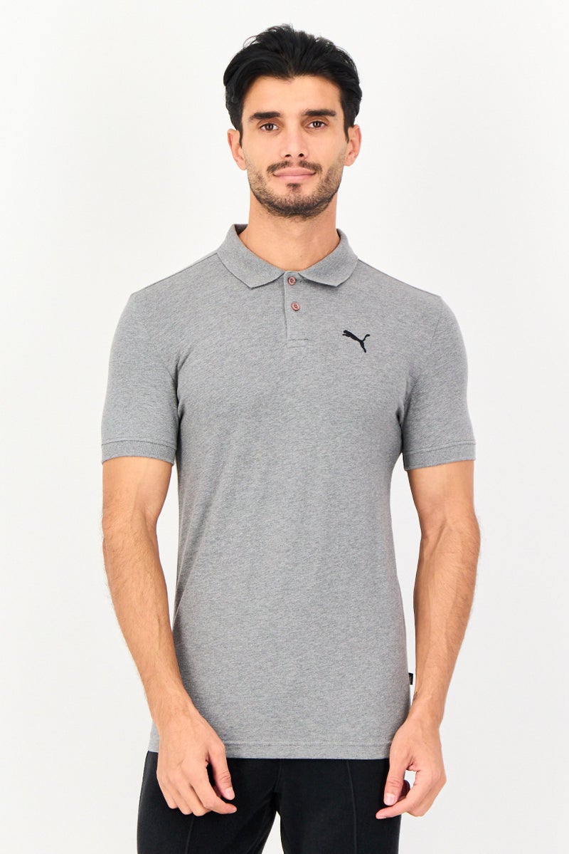 PUMA Men Slim Fit Short Sleeve Embroidered Logo Outdoor Polo Shirt, Grey - Image 1