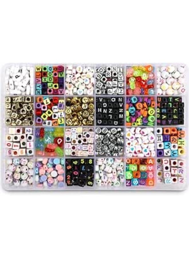 VOGARY Alphabet Beads for Kids (800 Pieces) Alphabet Beads Bracelets Necklaces A-Z Round Heart Square for Jewelry Making Necklace Bracelet Gift Set for Girls 