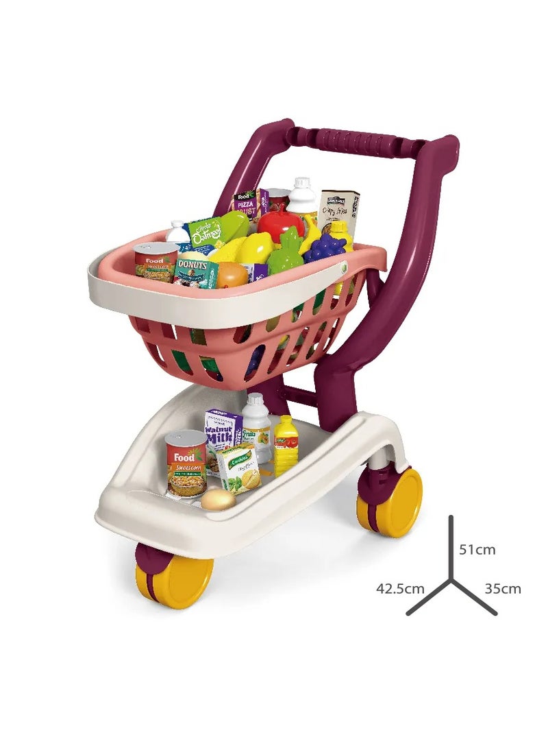 Dismountable and Portable Shopping Cart Toys Fruit and Vegetable Included Kids Supermarket Shopping Trolley Toys Play House - Image 2